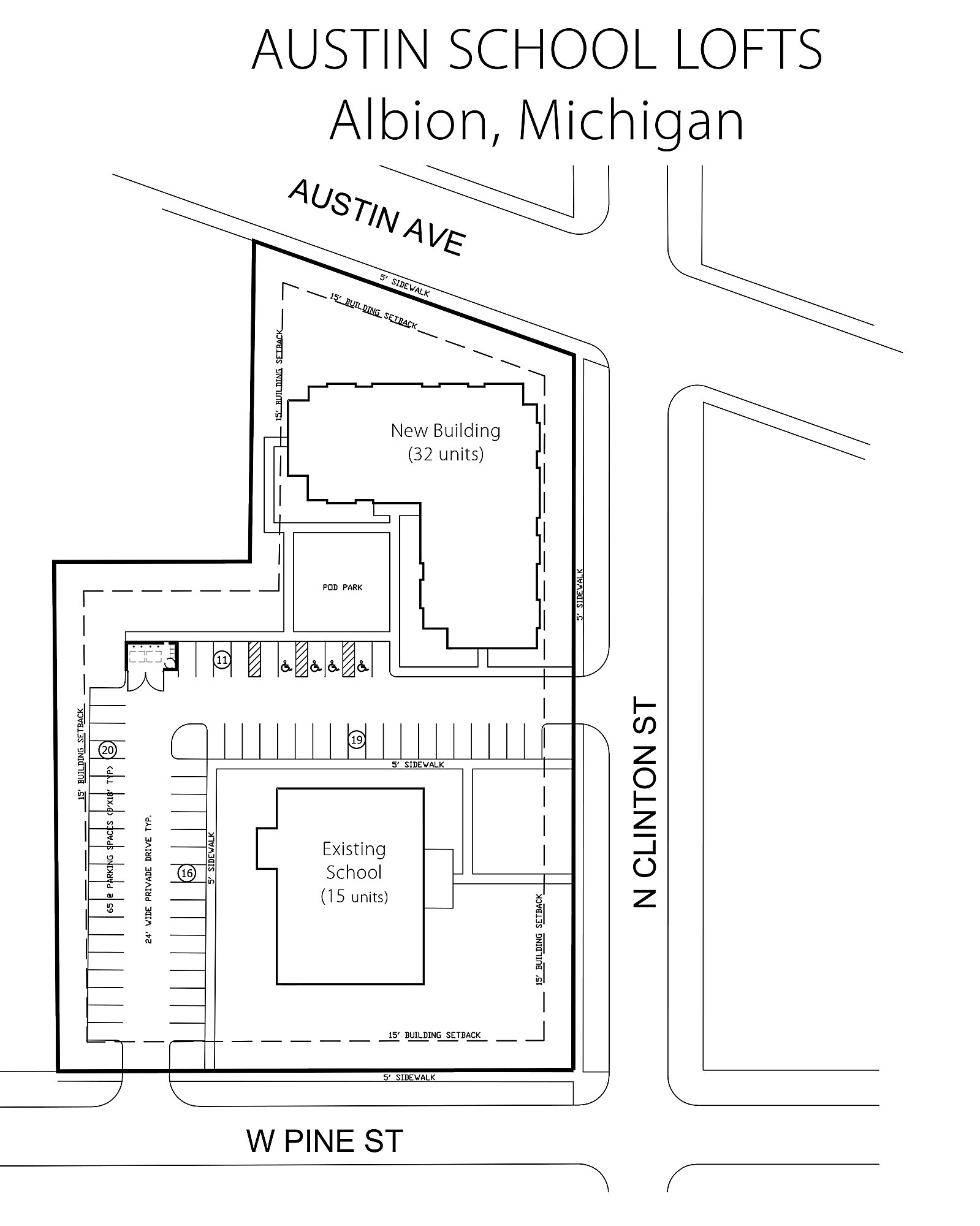 Austin School Lofts development at North Clinton Street